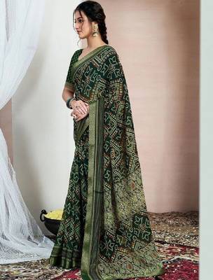 Bandhani pure chiffon fusion bandhani saree 4