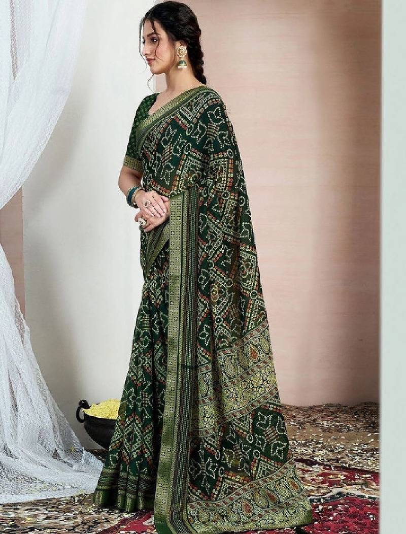 Bandhani pure chiffon fusion bandhani saree