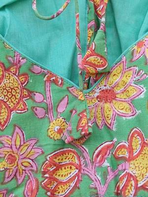 Green premium cotton handblock printed blouse 5