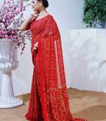 Bandhani poly georgette leheriya saree