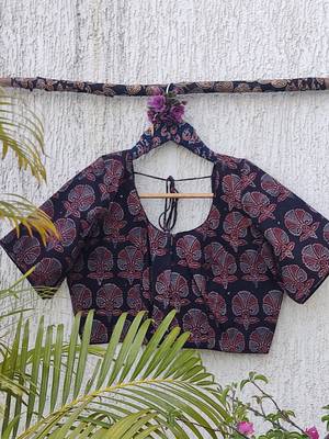 Grey premium cotton handblock printed blouse 3