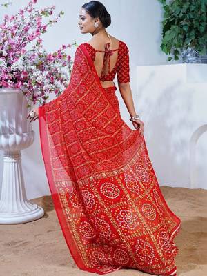 Bandhani poly georgette leheriya saree 2