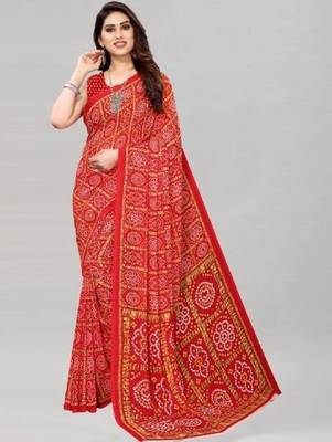 Bandhani poly georgette leheriya saree 1