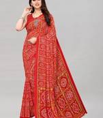 Bandhani poly georgette leheriya saree