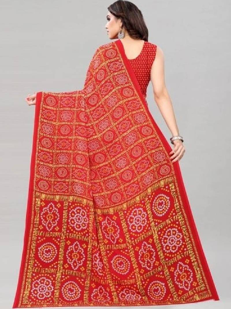 Bandhani poly georgette leheriya saree