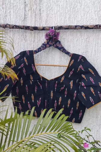 Grey premium cotton handblock printed blouse