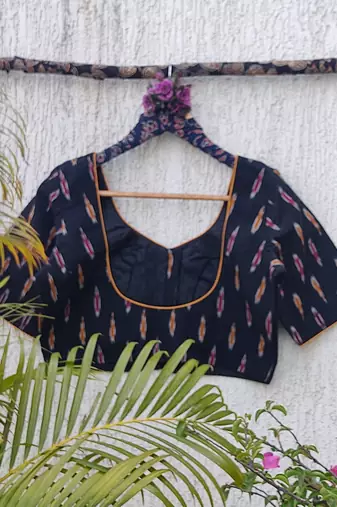 Grey premium cotton handblock printed blouse