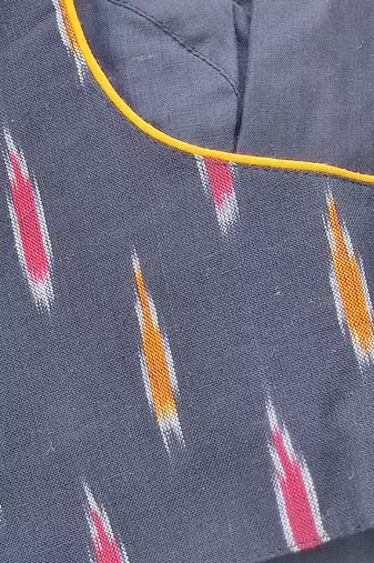 Grey premium cotton handblock printed blouse