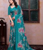 Floral poly georgette bandhani saree
