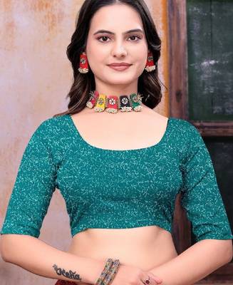 Floral poly georgette bandhani saree 3