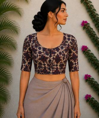 Multicolor premium cotton handblock printed blouse 1