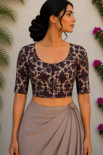 Multicolor premium cotton handblock printed blouse