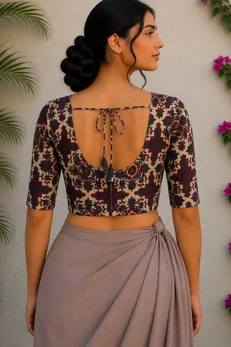 Multicolor premium cotton handblock printed blouse