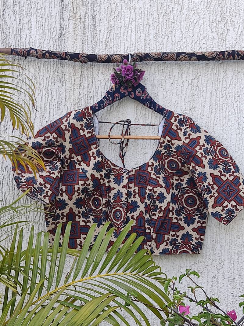 Multicolor premium cotton handblock printed blouse
