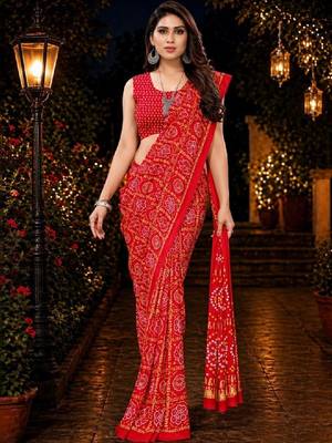 Bandhani poly georgette leheriya saree 4