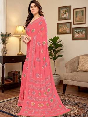 Tie and dye poly georgette leheriya saree 1