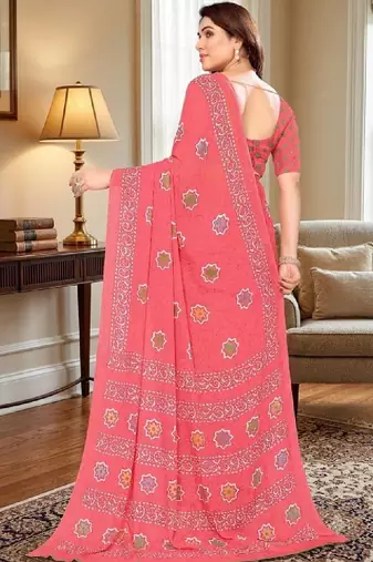 Tie and dye poly georgette leheriya saree