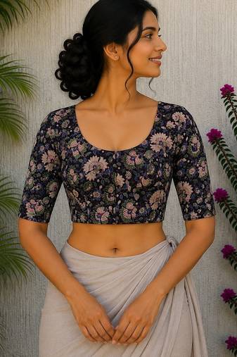 Multicolor premium cotton handblock printed blouse