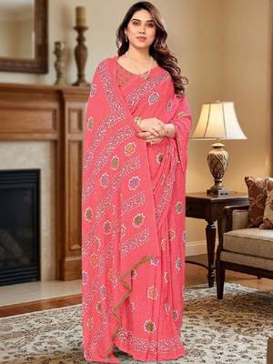 Tie and dye poly georgette leheriya saree 4