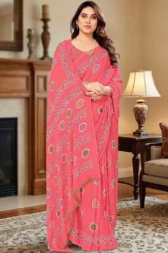 Tie and dye poly georgette leheriya saree