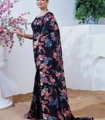 Floral poly georgette leheriya saree