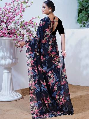 Floral poly georgette leheriya saree 2