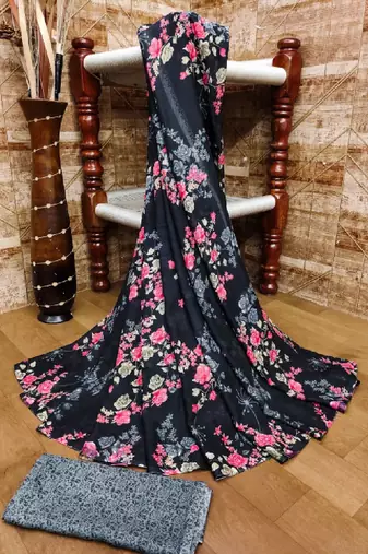 Floral poly georgette leheriya saree