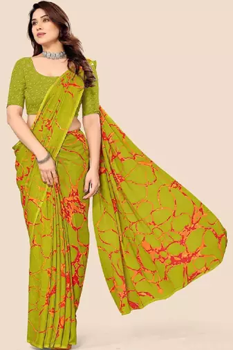 Poly georgette leheriya saree