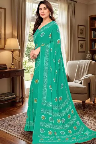 Bandhani poly georgette leheriya saree