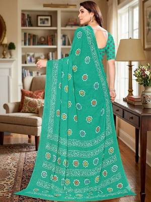 Bandhani poly georgette leheriya saree 2