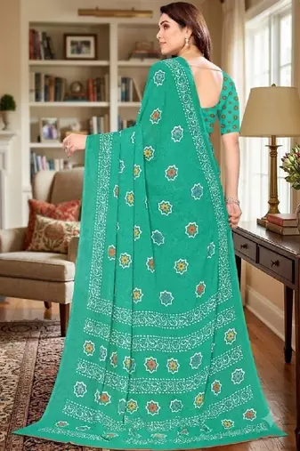 Bandhani poly georgette leheriya saree