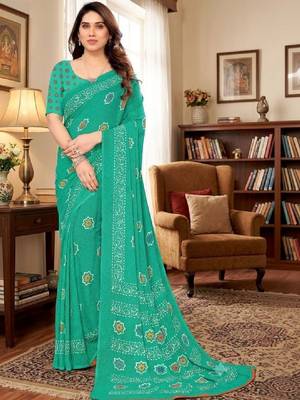 Bandhani poly georgette leheriya saree 4