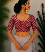 Maroon premium cotton handblock printed blouse