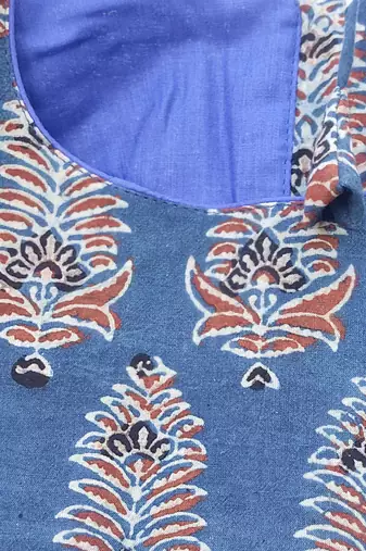 Navy blue premium cotton handblock printed blouse