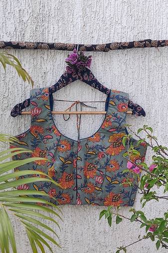 Multicolor premium cotton handblock printed blouse