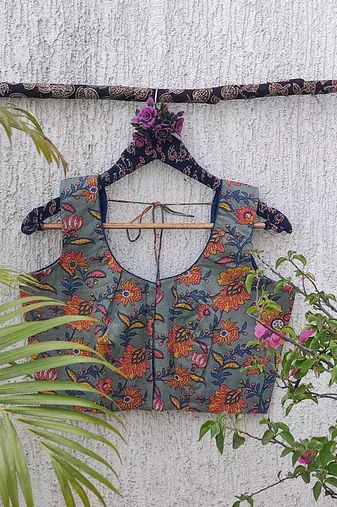 Multicolor premium cotton handblock printed blouse