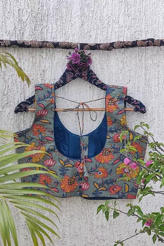 Multicolor premium cotton handblock printed blouse