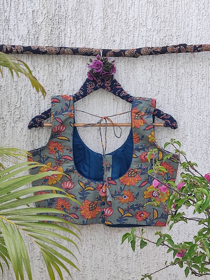 Multicolor premium cotton handblock printed blouse