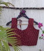 Maroon premium cotton handblock printed blouse
