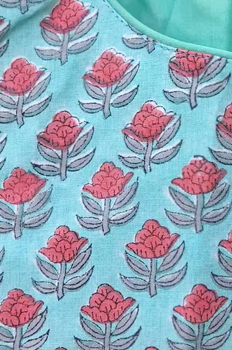 Sky blue premium cotton handblock printed blouse