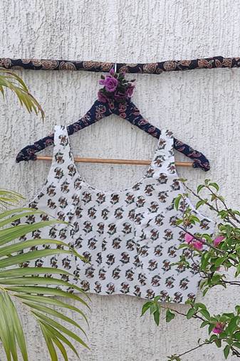 White premium cotton handblock printed blouse