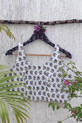White premium cotton handblock printed blouse