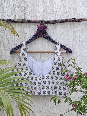 White premium cotton handblock printed blouse 2