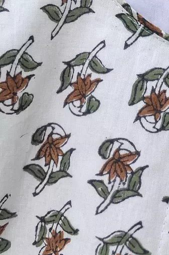 White premium cotton handblock printed blouse