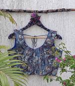 Blue premium cotton handblock printed blouse