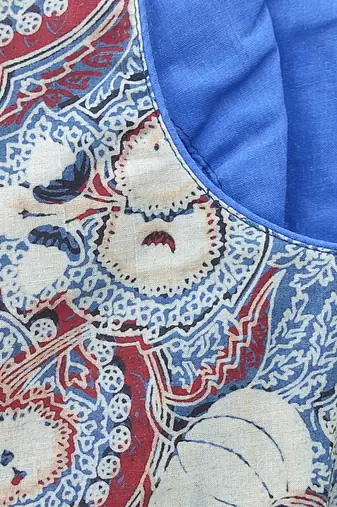 Blue premium cotton handblock printed blouse