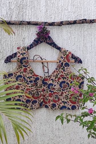 Multicolor premium cotton handblock printed blouse