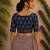 Navy blue premium silk blend elbow sleeves blouse