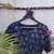 Navy blue premium silk blend elbow sleeves blouse