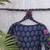 Navy blue premium silk blend elbow sleeves blouse
